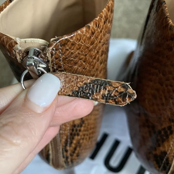 SOLD Schutz Brown Snakeskin Heeled Booties - Picture 5 of 8